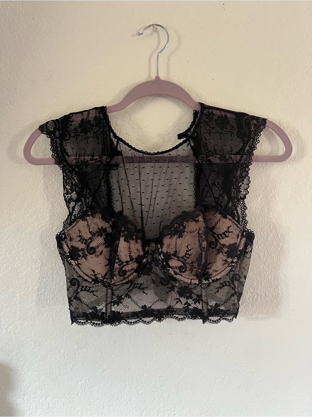 Victoria's Secret Black Lace Longline Demi Bra